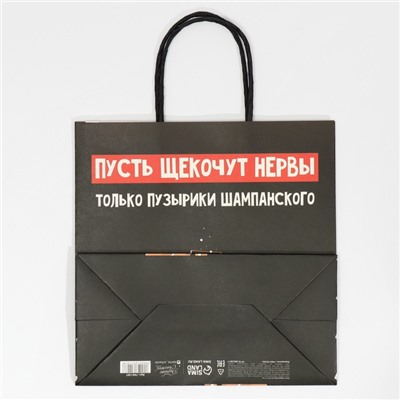 Пакет подарочный новогодний «Только пузырики», 22×22×11 см