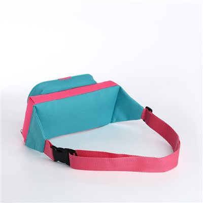 Поясная сумка на молнии, наружный карман, розовая, бирюзовая