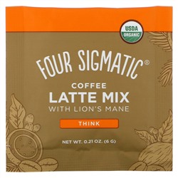 Four Sigmatic, Coffee Latte Mix with Lion's Mane, 10 Packets, 0.21 oz (6 g) Each