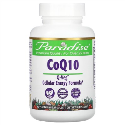 Paradise Herbs, коэнзим Q10, 60 вегетарианских капсул