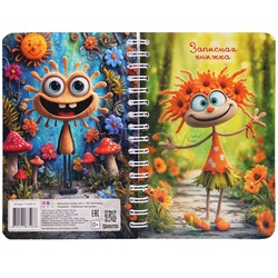 Записная книжка - перевертыш 80л. А6 на гребне "Забавные малыши"