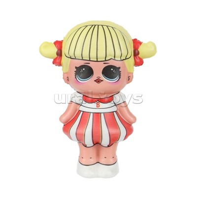 Игрушка - антистресс "Сквиш малыш" девочка в красно-белом платье, флоупак, Супер Жим