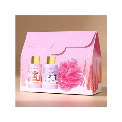 Новогодний подарочный набор косметики «Мечтай»: гель для душа 2×100 мл и мочалка для тела, URAL LAB