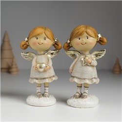 Фигурка полистоун «Ангелочек с хвостиками, в сером платье», 6.5×4.5×12 см, МИКС