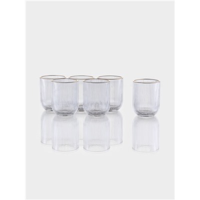 Набор стаканов, 260 мл, 6 шт., с золотой отводкой, прозрачные