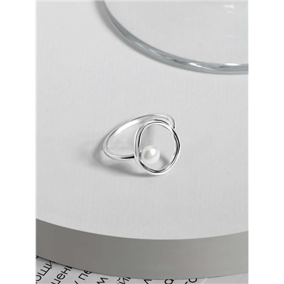 Кольцо из серебра с пресноводным культивированным жемчугом родированное 925 пробы К-0103-158-12