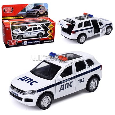 Машина металл Volkswagen Touareg "Полиция 12 см, (откр., двер, баг, белый) инерц., в коробке