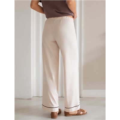 Прямые брюки из эластичного хлопка с контрастным кантом