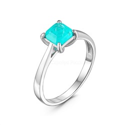 Серьги-пусеты из серебра с дуплетом горн.хрусталь/синт.кварц цв.параиба родированные 925 пробы С-3931рс4135