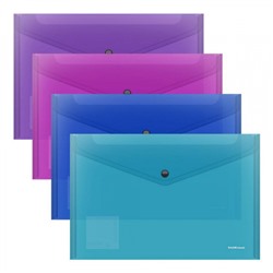 Папка с кнопкой  А4 180мкм 55400 "Апельсин. Сияние" полупрозрачная, ассорти ErichKrause