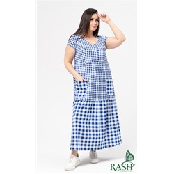 Платье "Женева" синее (мелкая клетка)