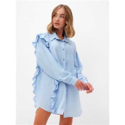 Костюм женский (блузка, шорты) MINAKU: Casual Collection, голубой, размер 48