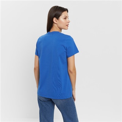 Футболка женская однотонная MINAKU: Basic line, цвет электро, размер 54