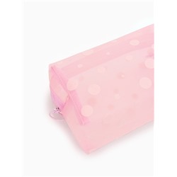 Косметичка женская DOT, с рисунком, сетка, на молнии, розовая