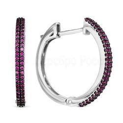 Серьги из серебра с фианитами родированные 925 пробы с-7192р215