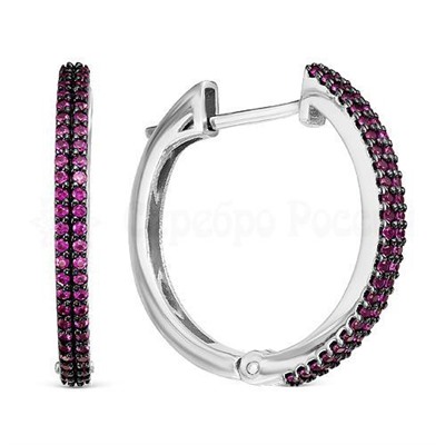 Серьги из серебра с фианитами родированные 925 пробы с-7192р215