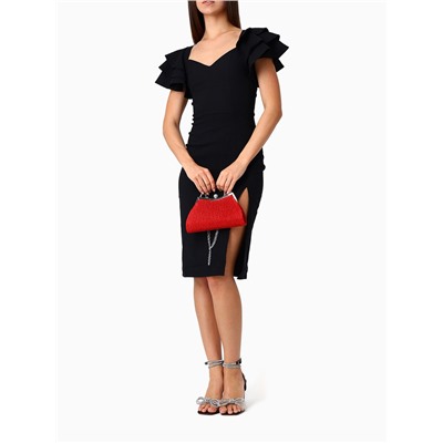 Сумка-клатч женская вечерняя на фермуаре, с металлической ручкой, красная