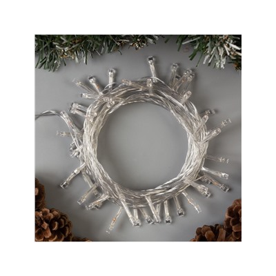 Гирлянда «Нить» 5 м, IP20, прозрачная нить, 50 LED, 8 режимов, 220 В, свечение фиолетовое