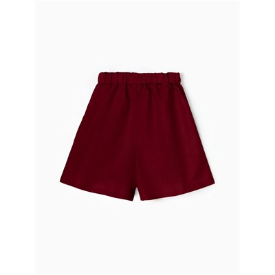 Шорты женские на резинке льняные MINAKU: Safari, бордовые, размер 42