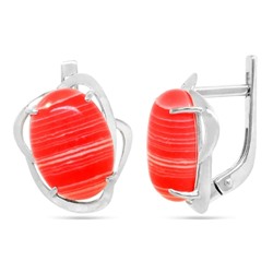 Серьги из серебра родохризит, СП87