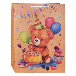 Пакет подарочный крафт "Мишка"