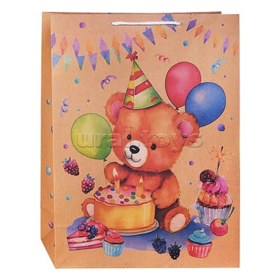 Пакет подарочный крафт "Мишка"