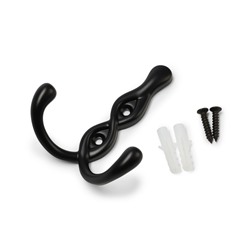 Крючок мебельный CAPPIO PIGTAIL, двухрожковый, цвет черный