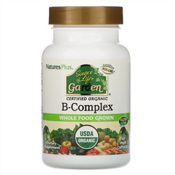 Nature's Plus, Source of Life Garden, сертифицированный органический комплекс витаминов группы B, 60 растительных капсул