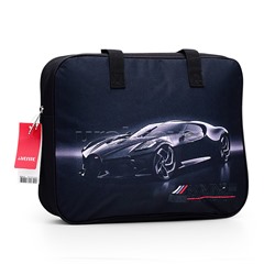 Папка для тетрадей, ИЗО и технологии "Luxury Car" A4 (36x28x8 см) плотный износостойкий полиэстер с водоотталкивающей пропиткой, с каучуковой аппликацией, с текстильным расширением 8 см, на молнии сверху, каучуковая аппликация, с внутренним карманом, с по