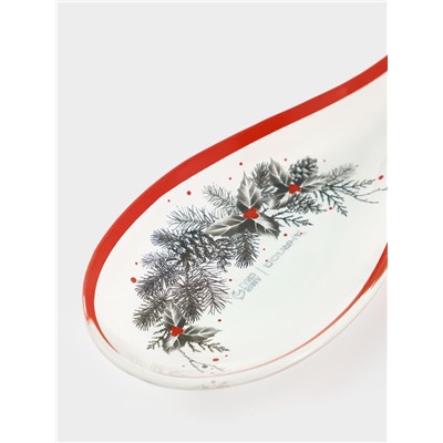 Подставка под ложку новогодняя Доляна «С Новым Годом», 21.5×7.5×1.5 см, стекло, белая