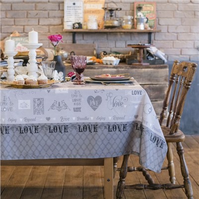 Скатерть «Этель» Love, 180×147 см, 100% хлопок, саржа 190 г/м²