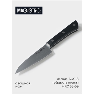 Нож кухонный овощной Magistro Hinshitsu, нержавеющая сталь, 10.6 см, чёрный