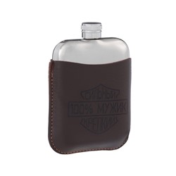 Фляжка «100% мужик», нержавеющая сталь, чехол, 180 мл, 6 oz
