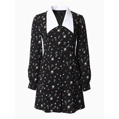 Платье мини женское с воротником MIST, размер 48, чёрное