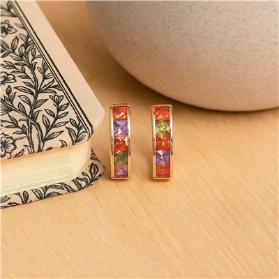 Серьги коллекция "Xuping" покрытие позолота, вставка: фианиты, цвет: разноцветный, арт.007.096