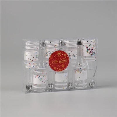Ёлочные игрушки 6 шт. «Бутылочка» 11×3 см, прозрачно-белый