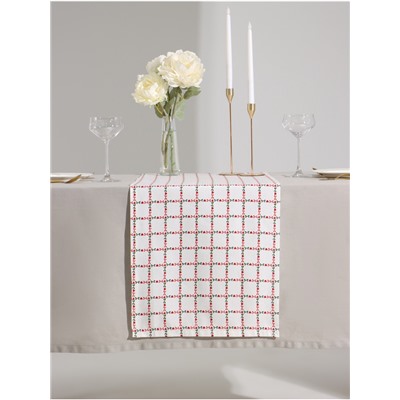 Дорожка на стол Этель Flower Cage 40×149 см, 100% хлопок, рогожка 186 г/м², белая