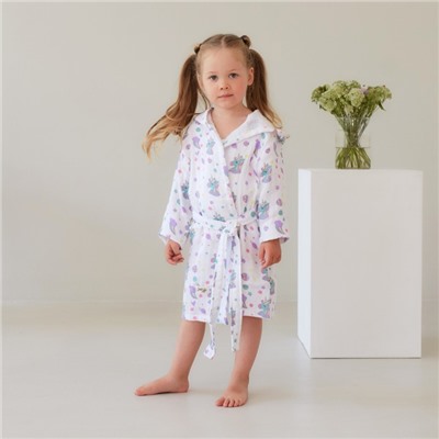 Халат детский муслиновый LoveLife «Единороги» (3 года, рост 98-104 см) 100% хлопок, 235 г/м²