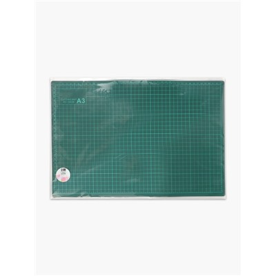 Мат для резки, трёхслойный, двусторонний, 45×30 см, А3, зелёный