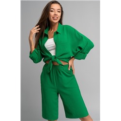 Женский летний костюм оверсайз из ткани-жатка Happyfox