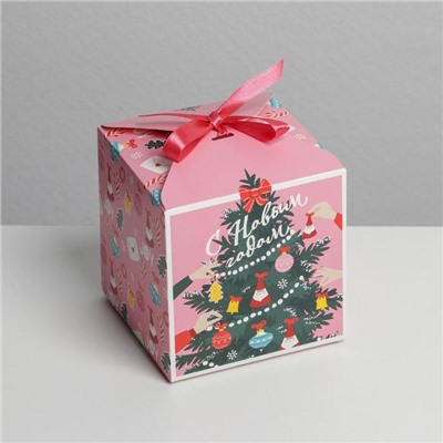 Коробка подарочная новогодняя складная «С Новым годом», 12×12×12 см