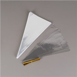 Пакет подарочный конус набор 100 штук 37х18 см / TG1837 /уп 50/100 пакетов+100 зажимов