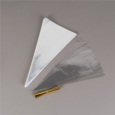 Пакет подарочный конус набор 100 штук 37х18 см / TG1837 /уп 50/100 пакетов+100 зажимов