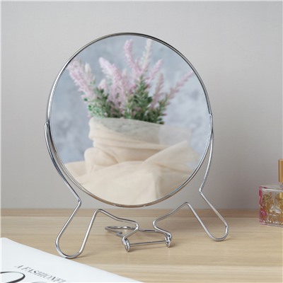 Зеркало настольное круглое двустороннее с увеличением 16 см / CR-7 /уп 12/72/