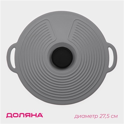 Крышка универсальная Доляна, силикон, d=27.5 см, цвет серый