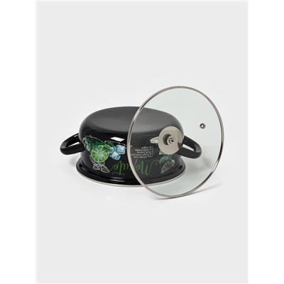 Кастрюля эмалированная «Мохито», 2 л, d=20.5 см, чёрная