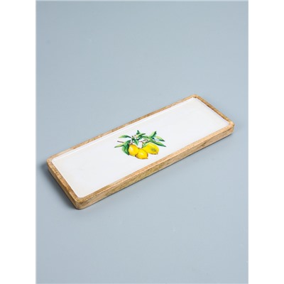 УЦЕНКА Блюдо прямоугольное «Лимоны» дерево манго 41×15 см