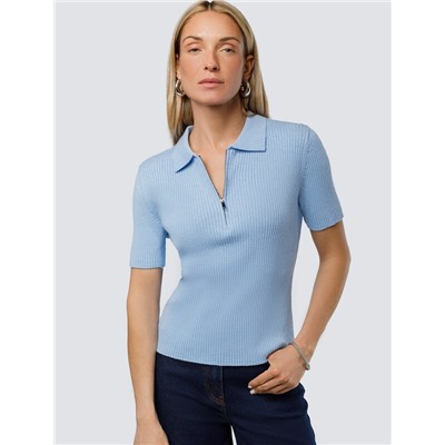 Джемпер-поло с застежкой на молнии из хлопка с кашемиром