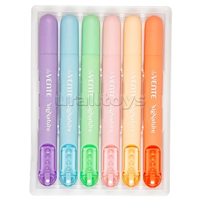 Набор маркеров-выделителей "SigNature" (6 цв) плоский корпус c клипом, скошенный наконечник, ширина линии 1-4 мм, в пластиковой коробке