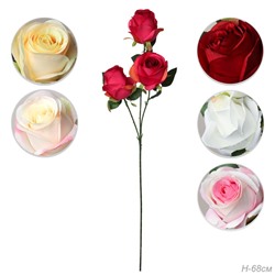 Цветок искусственный Роза букет 66 см 3 головы / HJY-4 /уп 2/400/